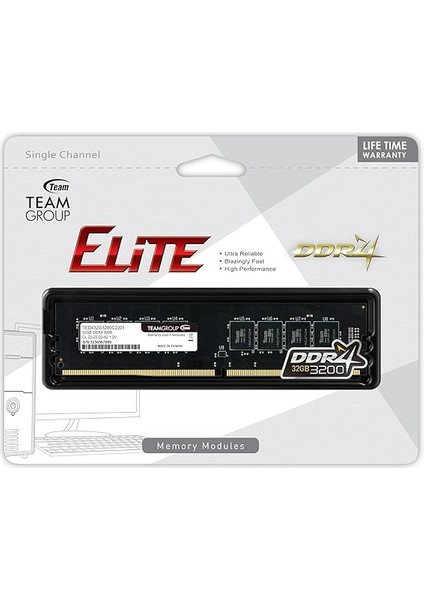 Elite Ddr4 32GB Tekli (1 x 32GB) 3200MHZ (PC4-25600) CL22 Tamponsuz Ecc Olmayan 1.2V Udımm 288 Pin Pc Bilgisayar Masaüstü Bellek Modülü Ram Yükseltme - TED432G3200C2201 fırsatları