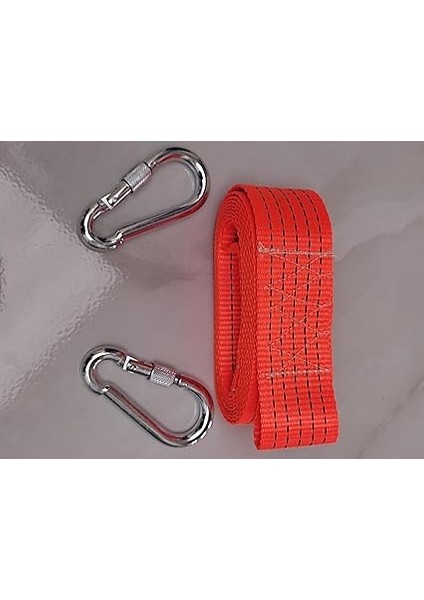 Halatı 3 Ton 5 M (Çekme Halatı) Kumaş 10 mm Vidalı Metal Çengelli Karabinalı, Turuncu Kumaş Çeki Halatı, 5 cm Genişlik 2mm, Yüksek Dayanıklı, Çelik Uçlu Araba Çekme, Oto Çeki indirimleri