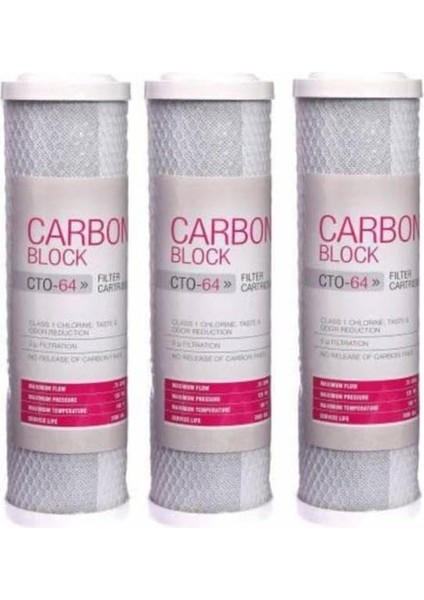 190 Su Arıtma Cihazı Filtresi 3lü Blok Karbon Filtre Seti