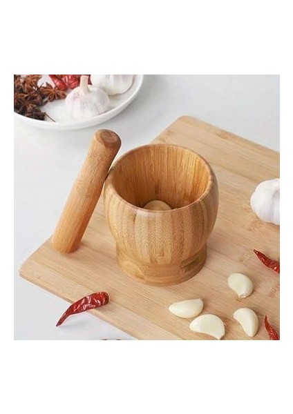 Bambu Havan ve Tokmak Seti, Büyük Boy Mutfak Havanı, Baharat ve Sarımsak Öğütücü ve Döveceği modelleri