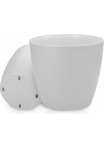 Home Beyaz Tekerlekli Saksı 48 Litre Büyük Saksı Geniş Hacimli Tekerlekli Saksı Beyaz 40 cm Beyaz