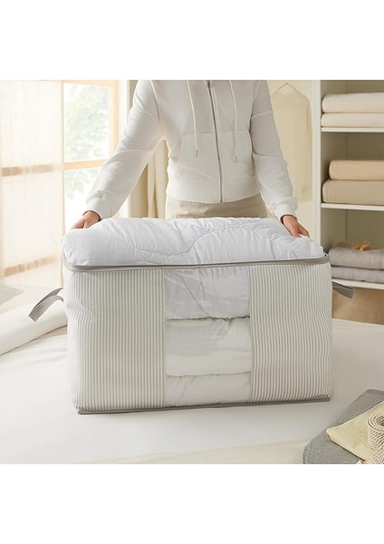 Home Textile Büyük Boy Pvc Pencereli Gri Çizgili Stuff & Things Hurç 60 x 43 x 35 cm indirimleri