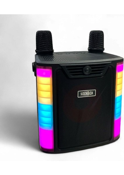 SP-614 Taşınabilir Şarjlı Bluetooth Karaoke Mikrofon ve Hoparlör Seti - Siyah