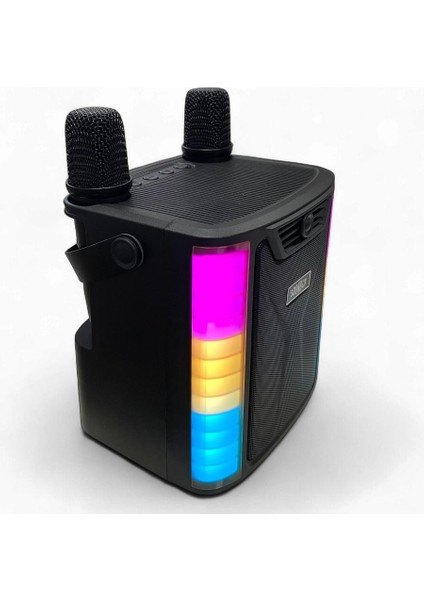 SP-614 Taşınabilir Şarjlı Bluetooth Karaoke Mikrofon ve Hoparlör Seti - Siyah modelleri