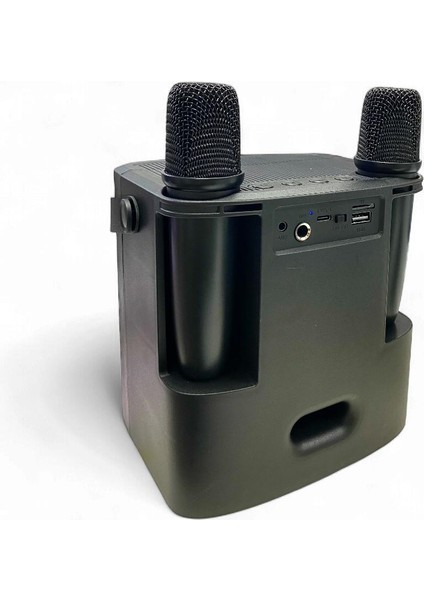 SP-614 Taşınabilir Şarjlı Bluetooth Karaoke Mikrofon ve Hoparlör Seti - Siyah indirimleri