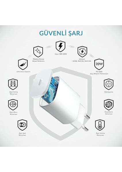 Woyax iPad 7./8./9. Nesil Şarj Aleti/cihazı Seti 20W Lightning fırsatları