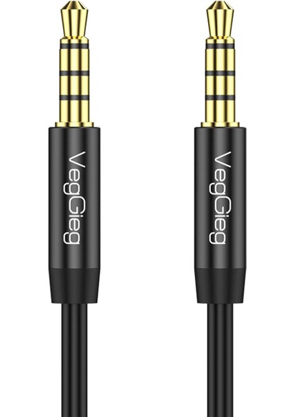 3.5mm Jack Trrs Hi-Fi Örgülü Aux Mikrofon ve Ses Kablosu 3 Metre