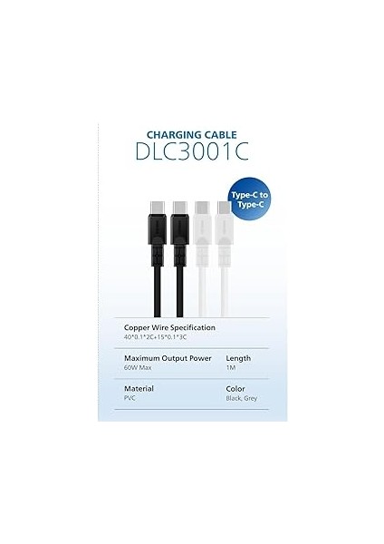 DLC3001 Usb-C Şarj ve Data Kablosu, 60W, Hızlı Şarj, 3A Yüksek Akım, 1 Metre, Dayanıklı Slikon Kablo (Beyaz) fiyatları