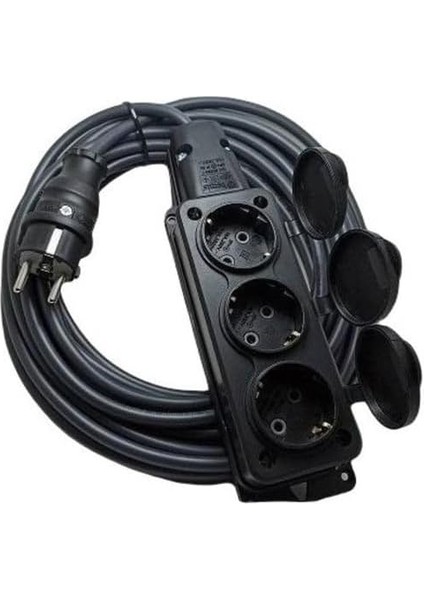 Uzatma Kablosu, 3 Priz, 30 Metre, 3x2.5mm Ttr, Siyah, Topraklı