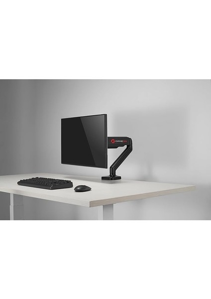 GO-5336 Single Monitor Arm, Gas Spring-Assisted Adjustable Stand, Fits 43 To 81 cm Screens, 9 kg Load, Free-Tilt Design With Cable Management And Keyhole Mounting System - Black indirimleri