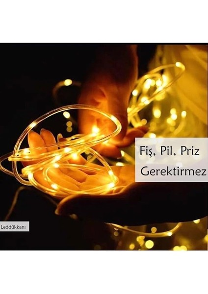 100 LED 10 Metre Sarı Flex Peri LED Işık Güneş Enerjili Solar Bahçe Balkon Ağaç Aydınlatması Solar Tek Ebat fırsatları