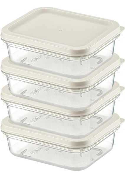 Home 4 Adet Buzdolabı Organizeri – Pp Plastik Şeffaf ve Ayarlanabilir Saklama Kabı, Gıdaları Taze Tutan Fresh Box, Çok Amaçlı,mikrodalga ve Bulaşık Makinesi Uyumlu (Beyaz, 500 Ml)