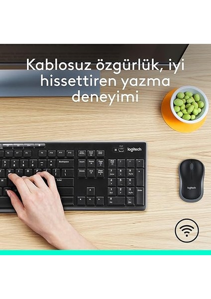 MK270 Kablosuz Klavye Mouse Seti, Tam Boyutlu, Sağ ve Sol Elle Kullanıma Uygun Mouse, 10 M Kullanım Mesafesi, Sıvı Dökülmesine Dayanıklı, Türkçe Q Klavye, Siyah fiyatları