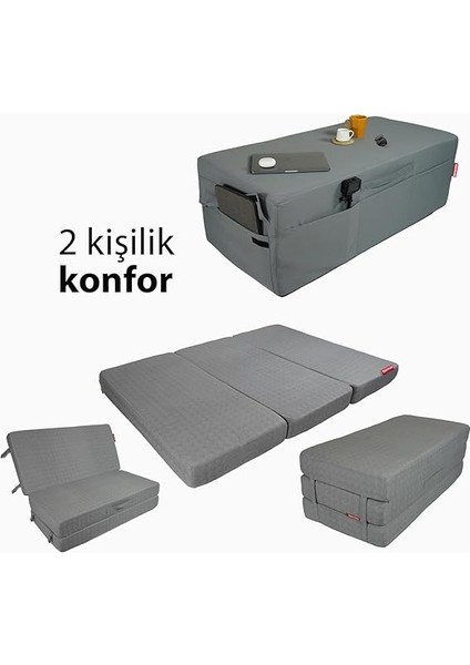 Ultra Kalın Çift Kişilik Katlanır Yatak, Portatif Yatak, Katlanır Sünger Yatak, Katlanabilir Yatak, Misafir Yatağı, Katlanır Yer Yatağı (Gri, 120X180X14) modelleri