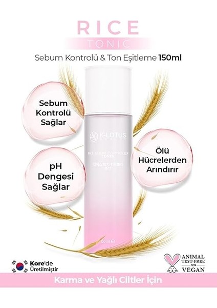 Beauty Sebum Kontrolü, Akne ve Komedon Karşıtı, Cilt Tonu Eşitleme Etkili Rice Sebum Kontrol Tonik 150ML fiyatları