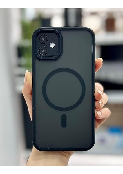 Aksesuar Iphone 11 (12 Görünümlü) ile Uyumlu Mat Siyah Magsafe Özellikli Darbe Önleyici Şeffaf Silikon Kılıf fiyatları