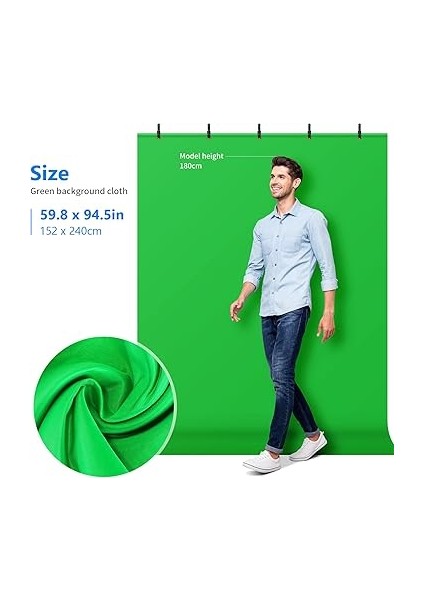 Yeşil Arka Plan Standı Seti, 5 x 2 Ft Chromakey Yeşil Fotoğraf Arka Planı, 5 x 6,6 Ft T Şeklinde Arka Plan Standı, 5 Kelepçe ve Taşıma Çantası, Oyun/youtube/video Konferans/fotoğraf Için fiyatları