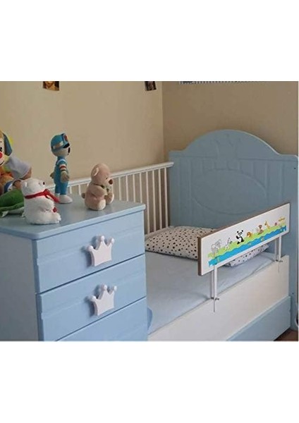 Baby AGU-088-9-3-DSN Hayvan Desenli Ahşap Yatak Bariyeri 90X30, Beyaz fiyatları
