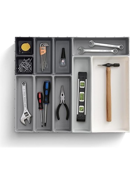 Joseph Blox 10 Parçalı Mutfak Çatal Bıçak Takımı, Kırtasiye Aleti, Modüler Çekmece Düzenleyici Seti, Gri fırsatları