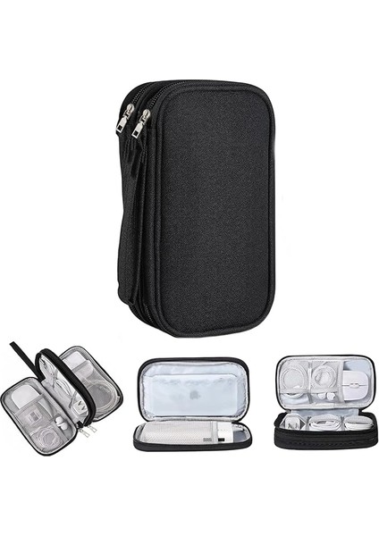 Taşınabilir Su Geçirmez Çift Katman Fermuarlı 8 Bölmeli Hard Disk Seyahat Çantası Organizer AL4210