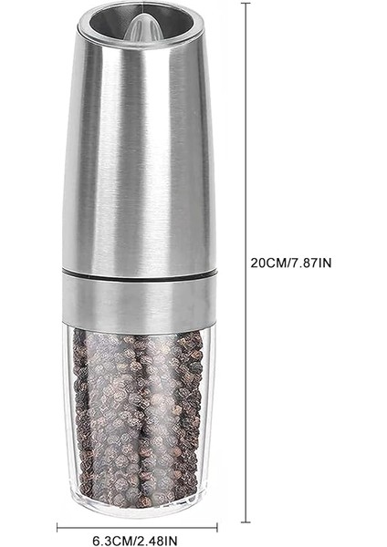 Elektrikli Karabiber Öğütücü, Yeri Elektrikli Tuz ve Karabiber Değirmeni Öğütücü, Paslanmaz Çelik Otomatik Karabiber Değirmeni, Ayarlanabilir Lık ile Pille Çalışan, Mavi LED Işık, Tek Elle modelleri