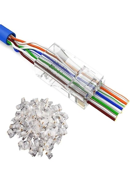 4381 Yeni Nesil Delikli Cat6 RJ45 Konnektör Utp Jack (100 Adet)
