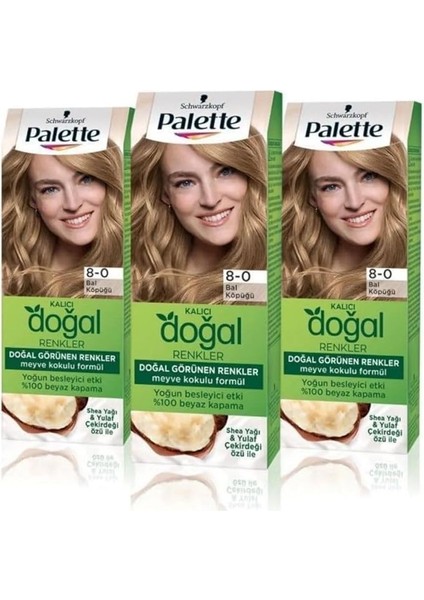 Kalıcı Doğal Renkler Saç Boyası 8-0 Bal Köpüğü x 3 Adet