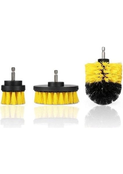 3lü Matkap Ucu Banyo Küvet Duşakabin Araba Tekerliği Koltuk Yıkama Temizleme Fırçası Seti, Renkli, Küçük