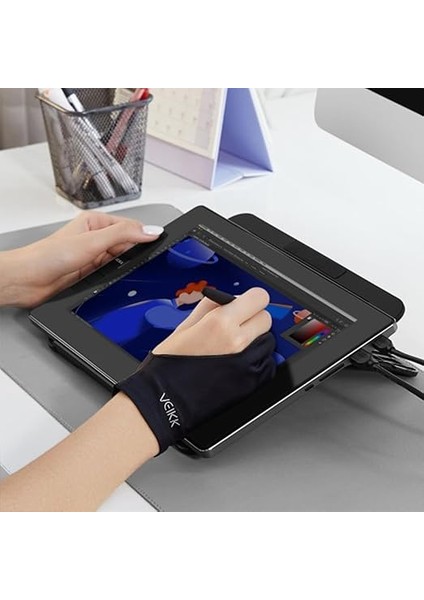 Çizim Tableti, Ipad, Çizim Için Sanatçı Eldiveni, Sağ El ve Sol El Için Iki Parmak Eldiven Serbest Boyut Siyah indirimleri