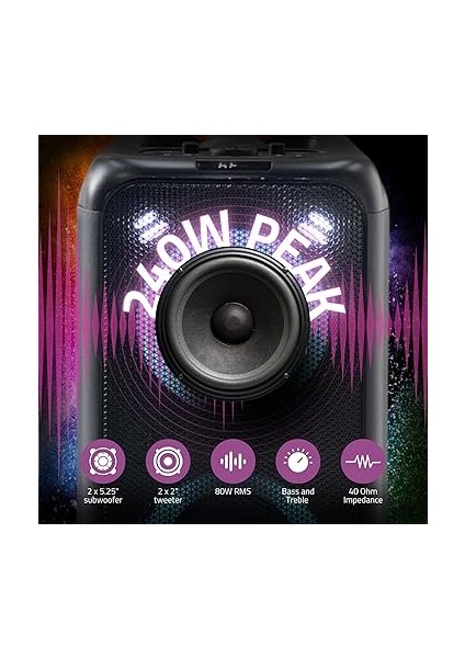 Party Speaker - 240W Taşınabilir Rgb Bluetooth® Hoparlör SPPT2480BK modelleri