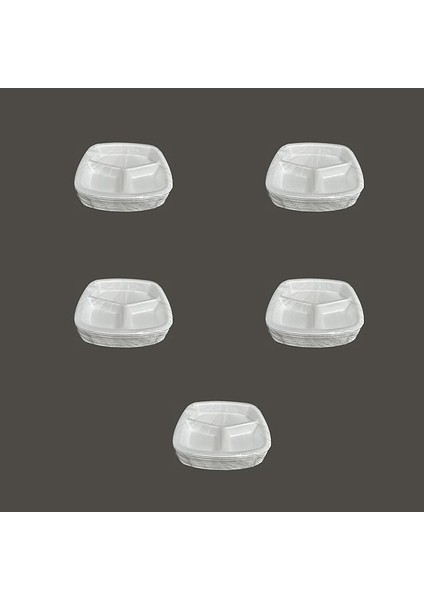 Tek Kullanımlık Köpük 3 Bölmeli Tabldot Köpük Tabak - 23.5X25 Cm. - 10 Adetlik 5 Paket