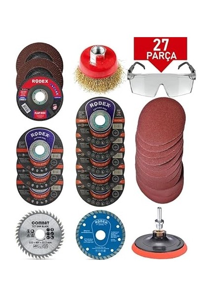 Spiral Avuç Içi Taşlama Makinesi Matkap Seti 115 mm (27 Parça) fiyatları