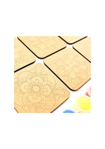 Ahşap Boyama Mandala Temalı 6'lı Kare Bardak Altlığı Hobi Seti fiyatları