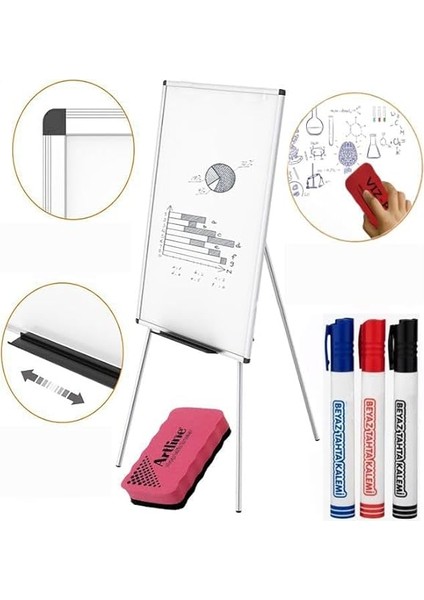 Ayaklı Beyaz Yazı Tahtası 60X85 cm Teleskobik Ayaklı 1 Adet Alüminyum Kolay Silinebilir Ergomik Beyaz Yazı Tahtası modelleri