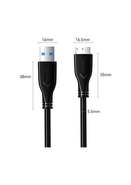 USB 3.0 Micro B Şarj ve Data HDD Kablosu 1 Metre indirimleri