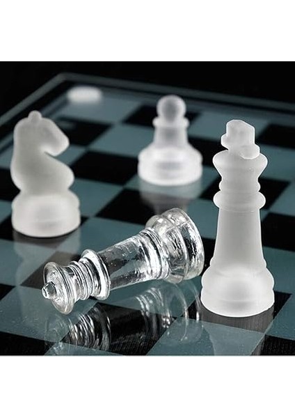 Glass Chess Cam Satranç Takımı Kullanışlı Dekoratif Şık Hediyelik (30X30 Cm) fırsatları