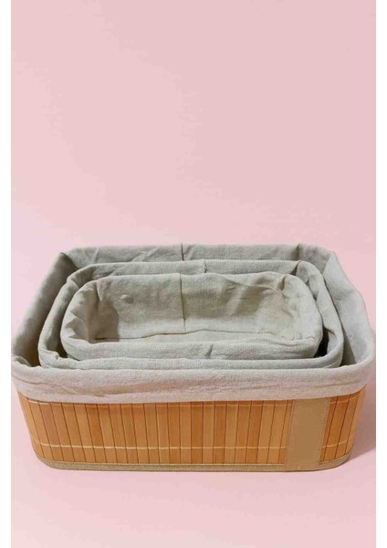 Bambu Kare Kirli Sepeti ve Bambu 3 Lü Organizer (Sabunluk Havlu Kozmetik Saklama )