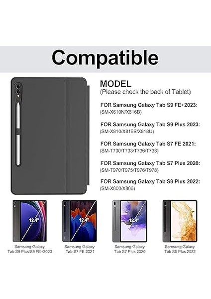 Samsung Galaxy Tab S9 Fe Plus Klavyeli Kılıf - Tab S8 Plus/s7 Plus/s7 Fe 12,4 Inç Magic Keyboard Touchpad Rgb Işıklı Klavyeli Kılıfı fiyatları