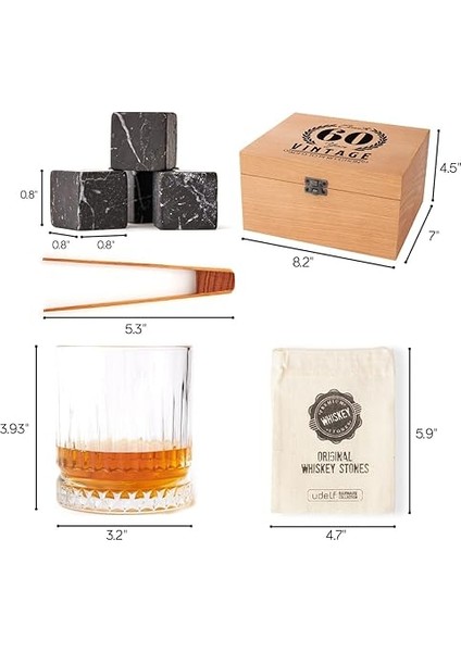Yaş Tasarımlı Ahşap Kutulu Tekli Glasgow Viski Kadeh Seti + 4 Soğutucu Taş Seti fırsatları