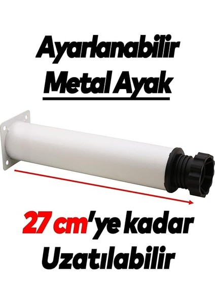 Ayarlanabilir Mobilya Kanepe Baza Koltuk Metal Destek Yükseltici Beyaz Ayağı Ayakları 25 cm 4 Adet fiyatları