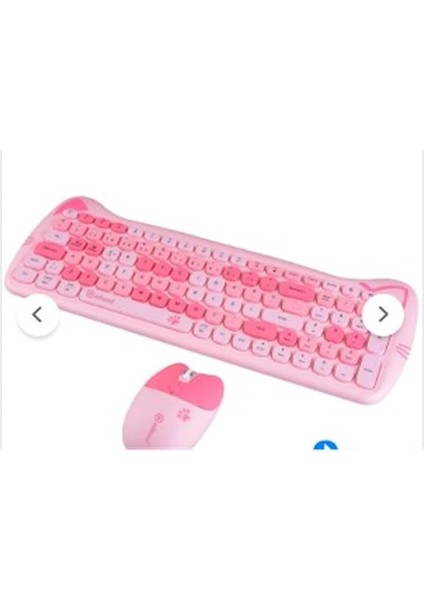 Sevimli Kedi Kablosuz Klavye ve Mouse Seti Bluetooth + 2.4g Dual Mode