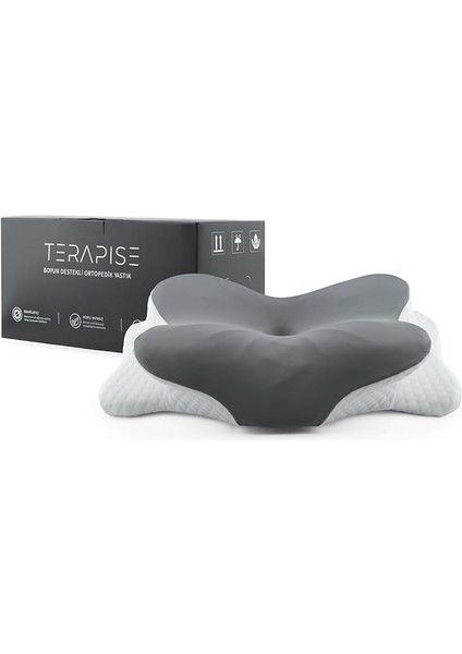 Ortopedik Yastık Boyun Fıtığı ve Düzleşmesi Olanlar Için Boyun Destekli (Gri) 16 ve 13 cm Olarak Ayarlanabilir Yükseklik