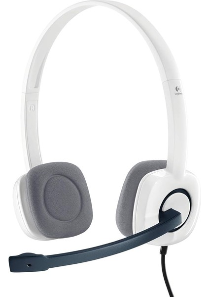 H150 Kablolu Stereo Kulak Üstü Mikrofonlu Kulaklık, Mikrofon ve Ses Çıkışı Için Ayrı Bağlantı, Kablo Üzeri Kontrol Özelliği, Beyaz