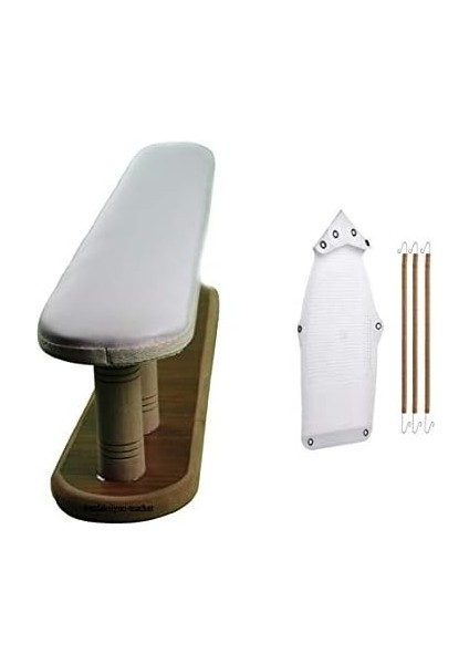 Makina Ütü Altı Plastik Yanmaz Teflon ve Kol Omuz Ütüleme Aparatı Ahşap