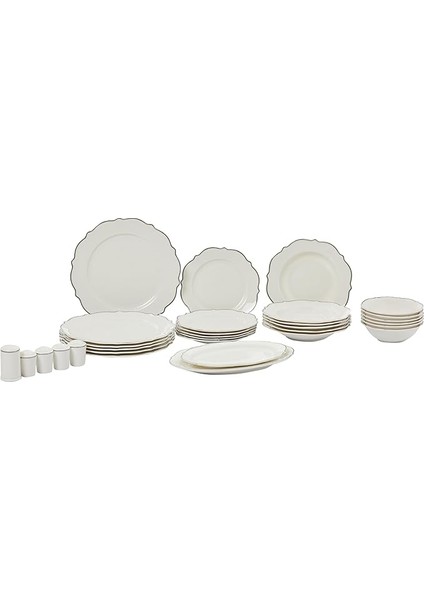 Pierre Cardin Porselen Darıa Sılver Yemek Takımı Gümüş 12 Kişilik