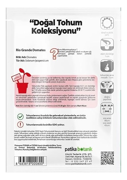 Botanik 200 Adet Rio (Bursa, Salçalık) Domates Tohumu modelleri