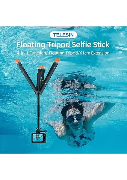 Floating Tripod Selfie Stick (Gopro HERO13/12/11/10/9, Osmo Action 3/4/5 Pro Uyumlu Su Altı Selfi Çubuğu) fiyatları