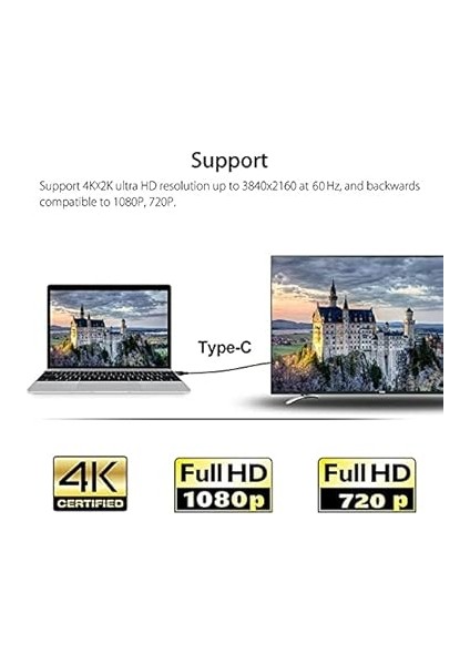 Hc-01 Type-C To 4K Ultra Full Hd HDMI Usb-C Tak Çalıştır Görüntü Aktarım Kablosu-1.8m indirimleri