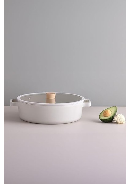 Fika Cam Kapaklı Alüminyum Döküm Sığ Tencere 30 cm D-NEOF230L modelleri