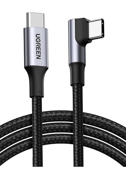 Type-C To Type-C 100 W 5A Örgülü 90 Derece Şarj Kablosu 2 Metre